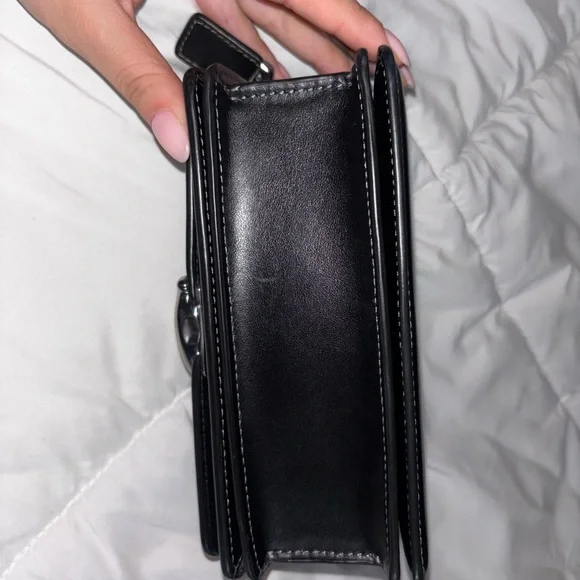 Coach Black Leather Crossbody with Silver 'C' Hardware - Picture 6 of 6